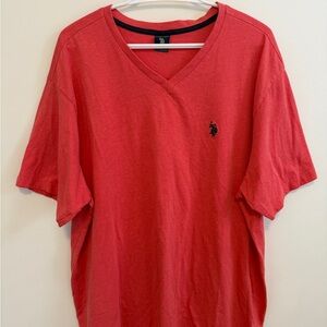 U.S. Polo Assn. Red V-Neck Short Sleeve Tee